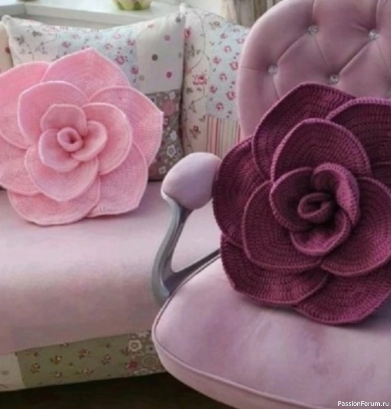 Интерьерные цветы крючком. Схема