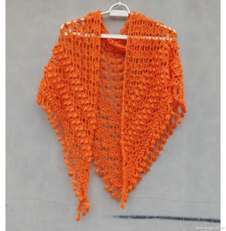 Лёгкая летняя шаль оранжевого цвета. Схема