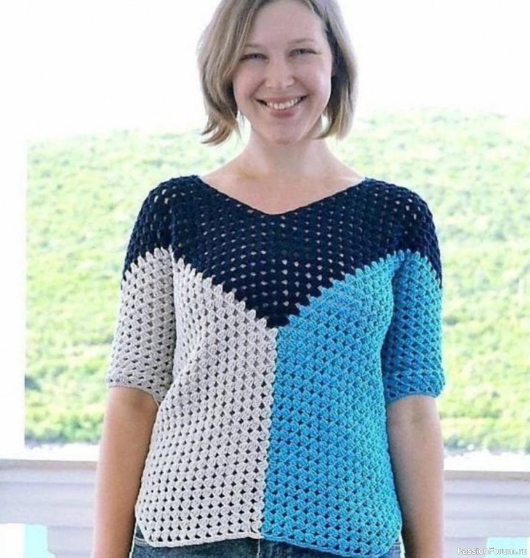 Летний вязаный топ крючком. Схемы