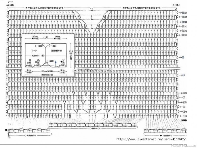 Жакет с капюшоном. Схемы