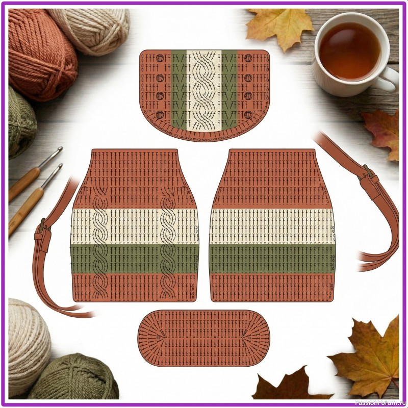 Вязаный рюкзак крючком. Описание