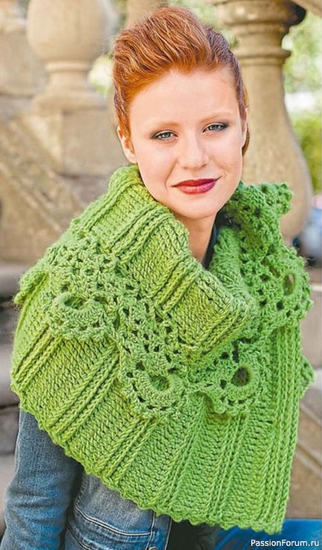 Манишка крючком ажурным узором. Схема