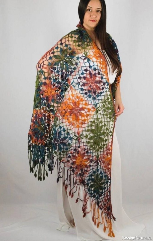 Роскошная шаль крючком. Схема