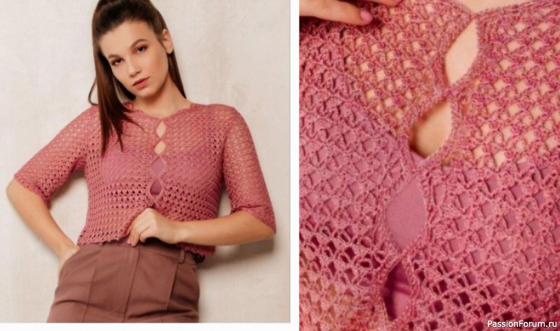 Ажурная кофточка крючком «Грея». Описание