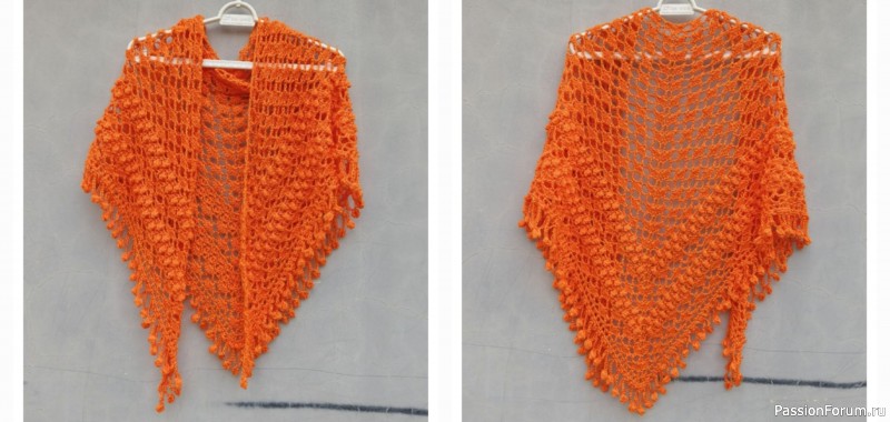 Лёгкая летняя шаль оранжевого цвета. Схема