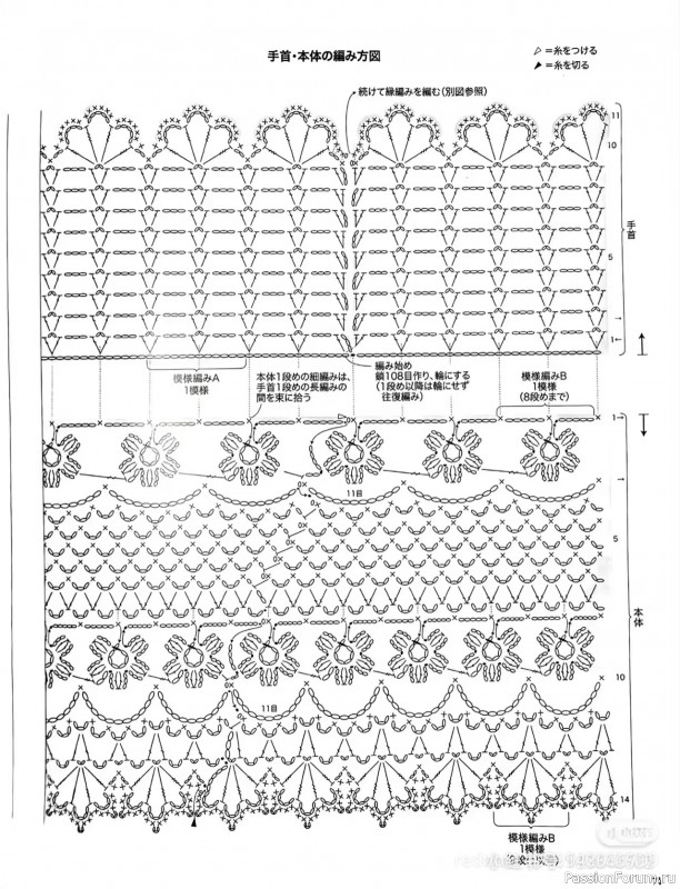 Нежные манжеты крючком. Схема