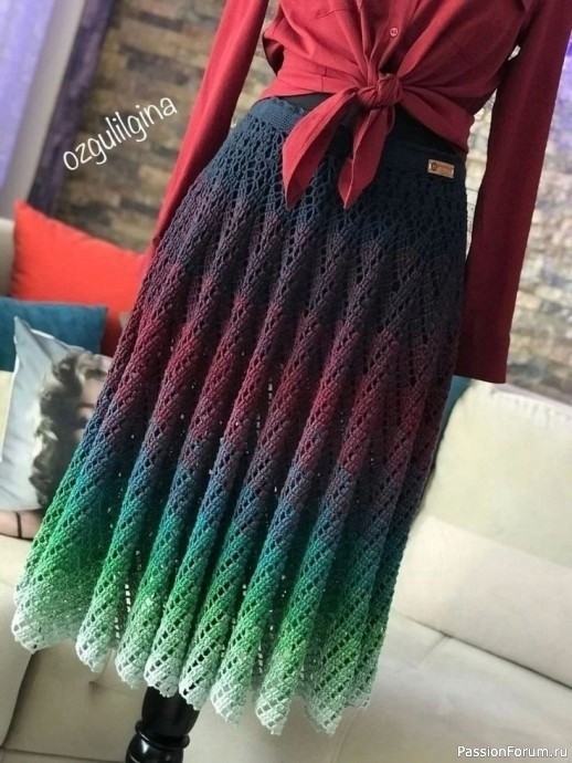 Ажурная юбка крючком. Описание и схема