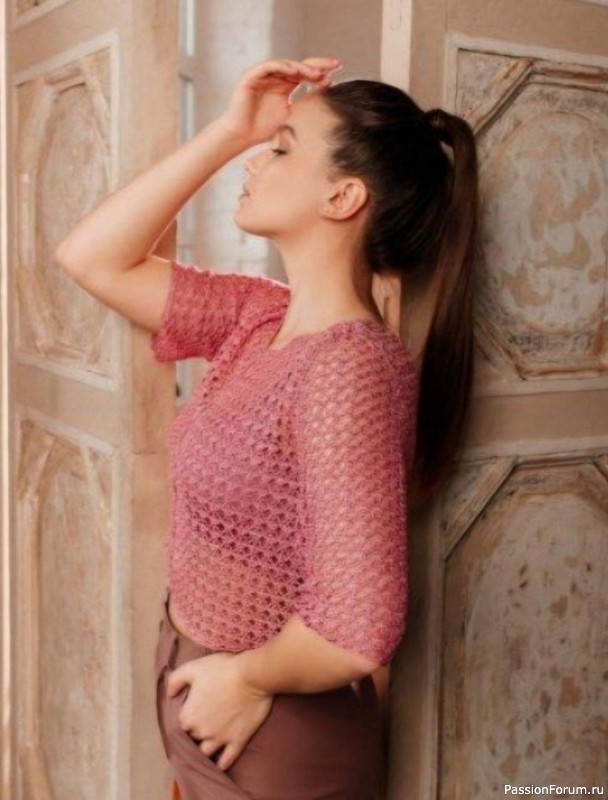 Ажурная кофточка крючком «Грея». Описание