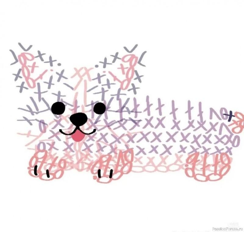 Корги. Аппликация, брошь. Схема