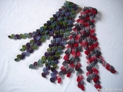 Шарфик из полосок крючком. Схема