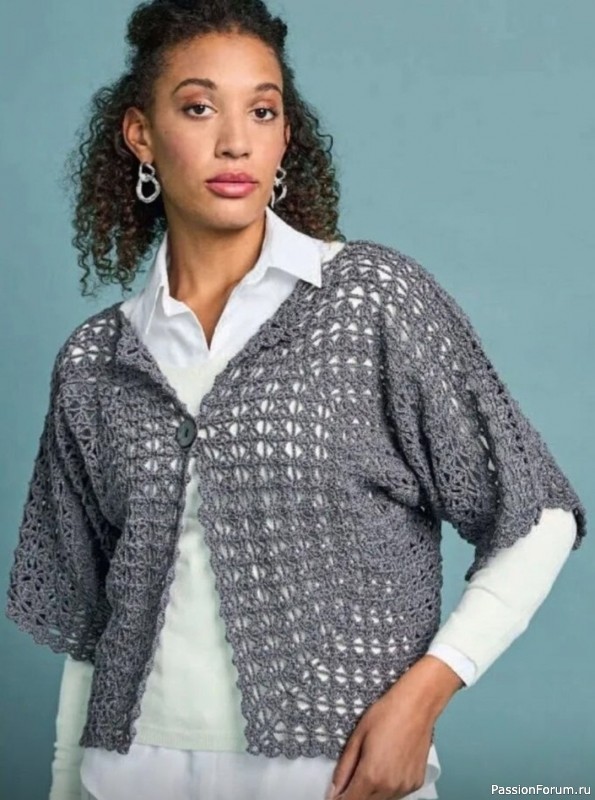 Жакет из шестиугольников крючком. Схема