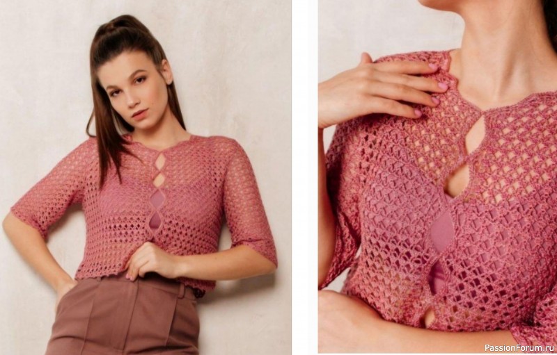 Ажурная кофточка из хлопка. Описание