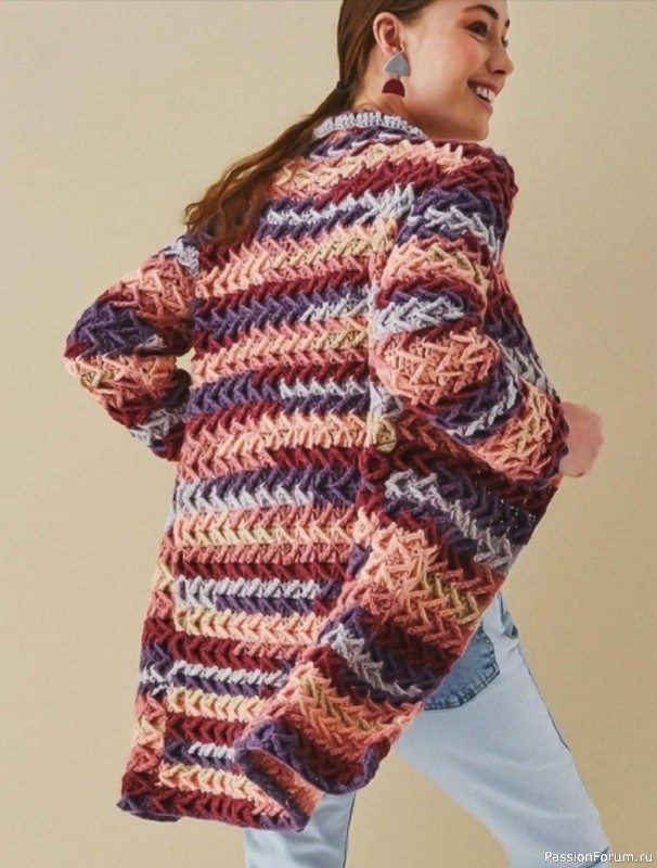 Яркий жакет крючком