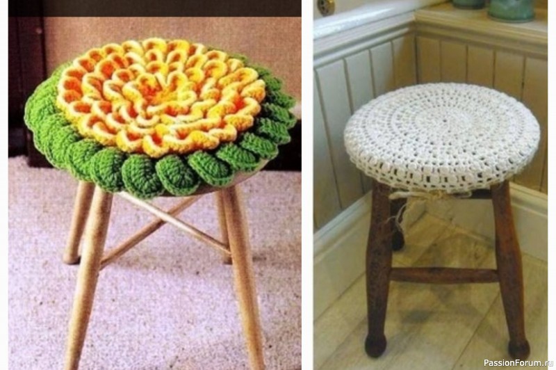 Коврики-чехлы на табурет. Схемы