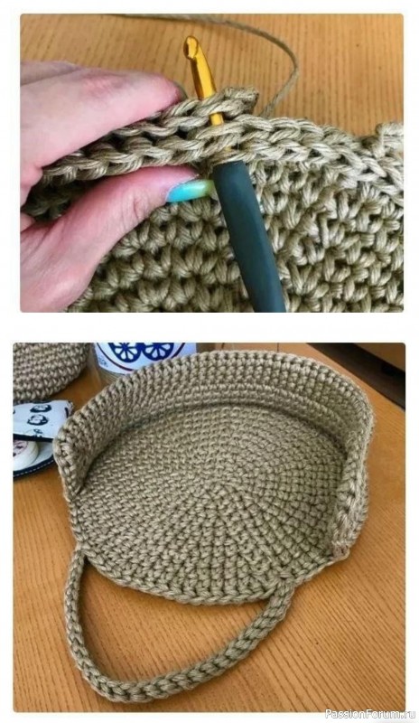 Круглая сумочка из трикотажной пряжи