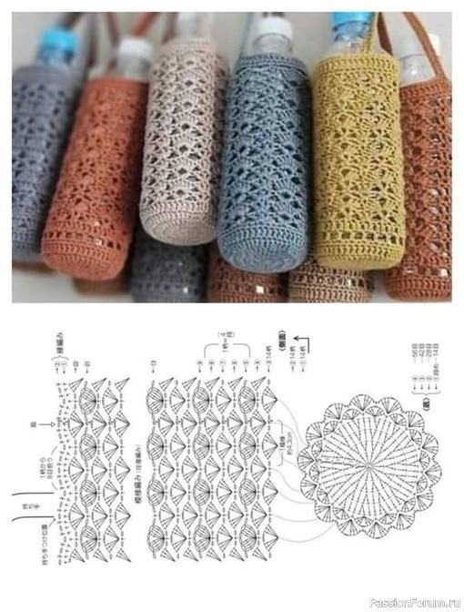 Вязаные чехлы для бутылок. Схемы