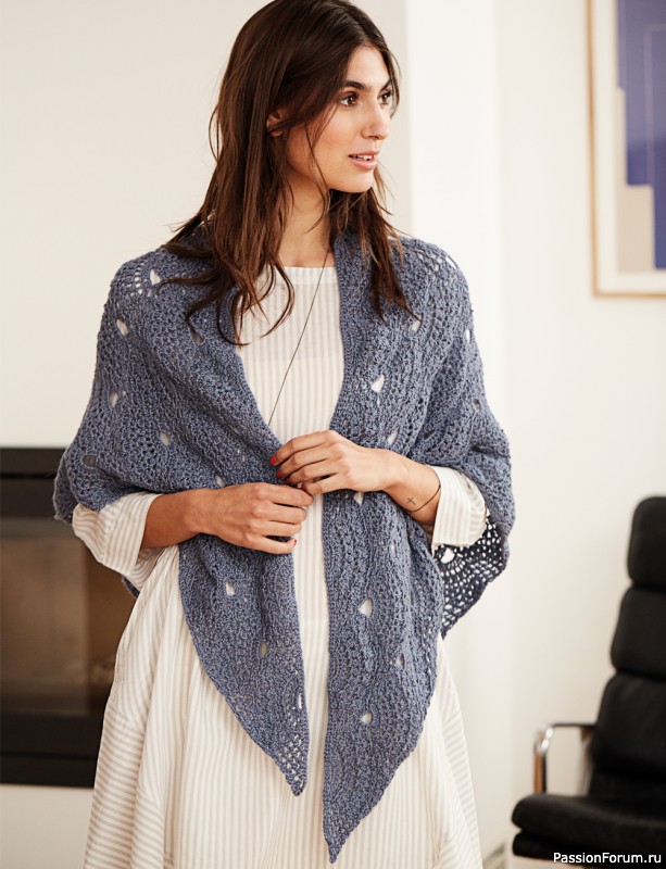 Ажурная треугольная шаль. Описание