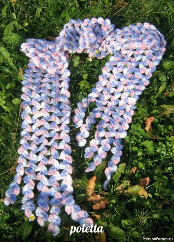 Шарфик из полосок крючком. Схема