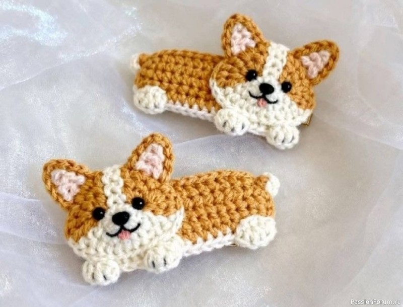 Корги. Аппликация, брошь. Схема