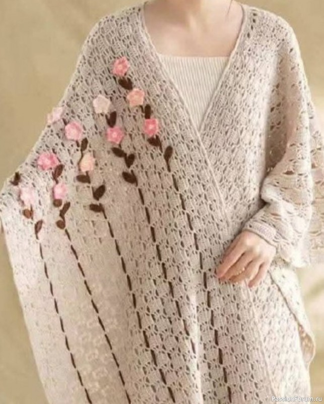 Шарф с цветочной вышивкой. Схема