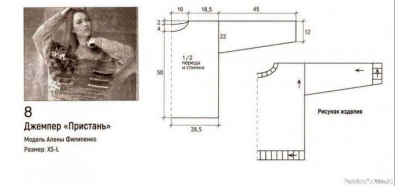 Свитер с морским пейзажем. Описание