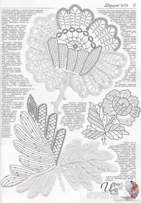 Вязаные цветы крючком. Схемы