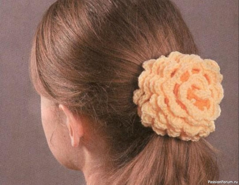 Вязаная резинка для волос крючком. Описание