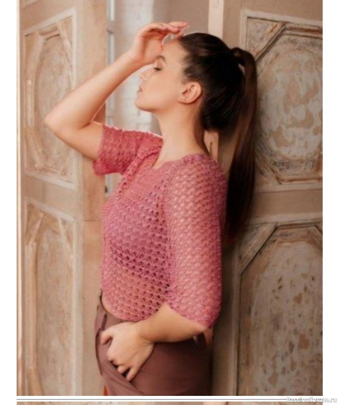 Ажурная кофточка из хлопка. Описание