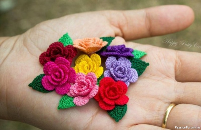 Вяжем маленькие розочки. Схема