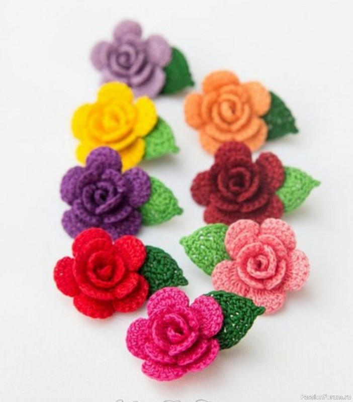 Вяжем маленькие розочки. Схема