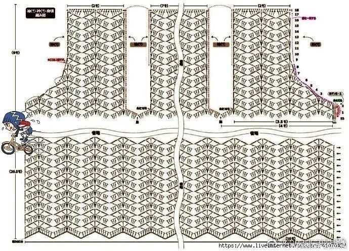 Жилет зигзагом крючком. Схемы