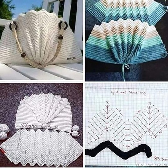 Летние сумки узором "Волна". Схема
