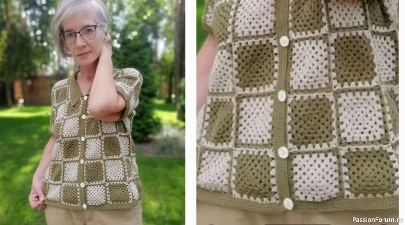 Рубашка из мотивов крючком