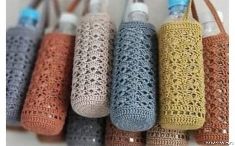 Вязаные чехлы для бутылок. Схемы