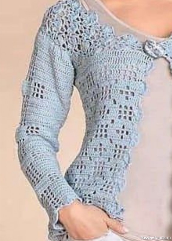 Кружевной кардиган с волнистым краем. Схема