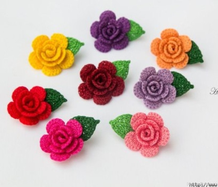 Вяжем маленькие розочки. Схема