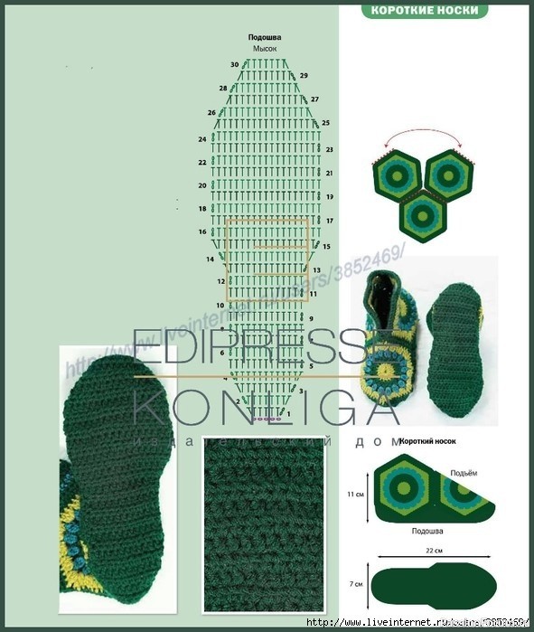 Домашние сапожки из иотивов. Схема