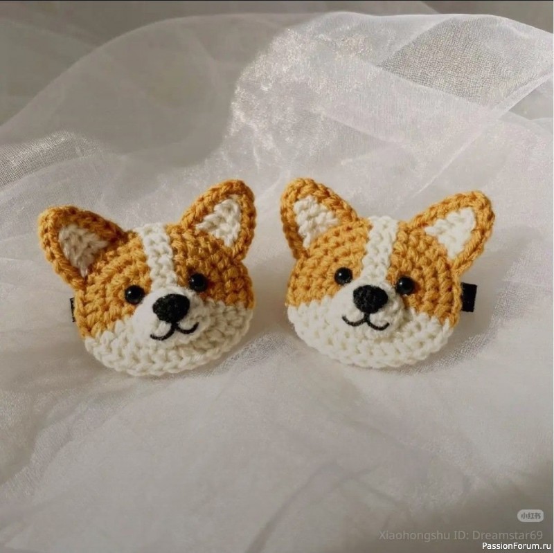 Корги. Аппликация, брошь. Схема