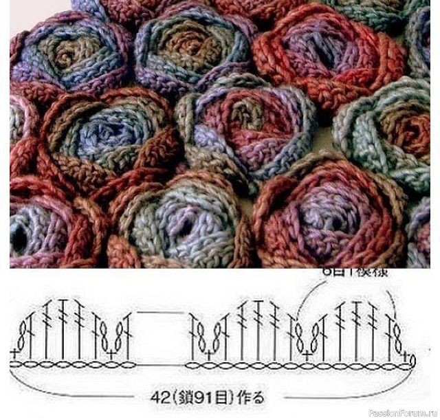 Розочки, связанные крючком. Схемы