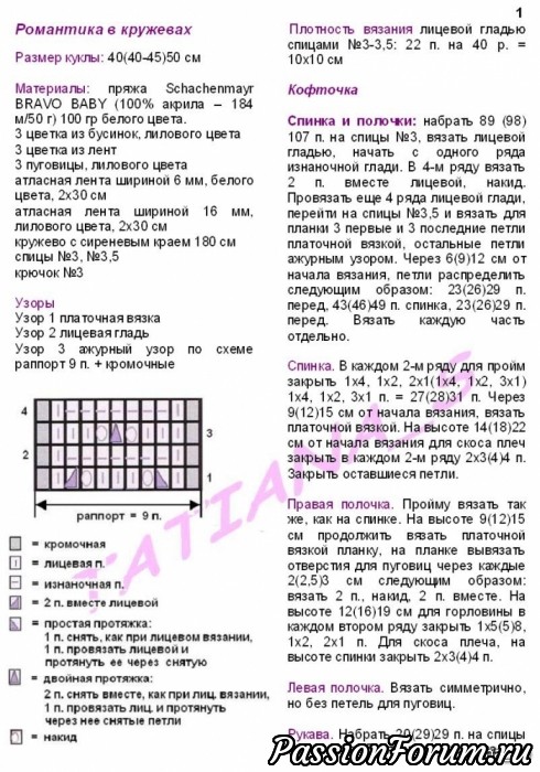 Одежда для кукол спицами с описанием и схемами