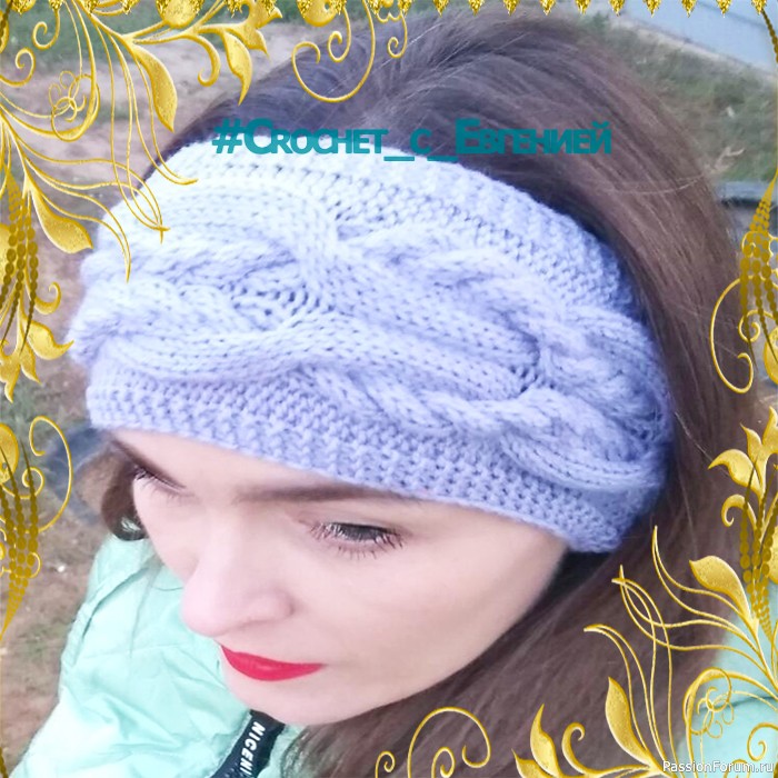 Повязка на голову с красивым, объемным узором. МК