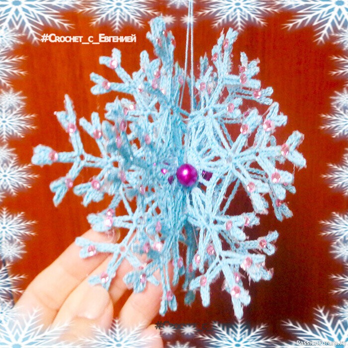 Вяжем объемную снежинку.Видео МК и Схема
