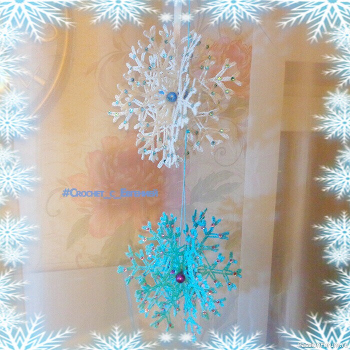 Вяжем объемную снежинку.Видео МК и Схема