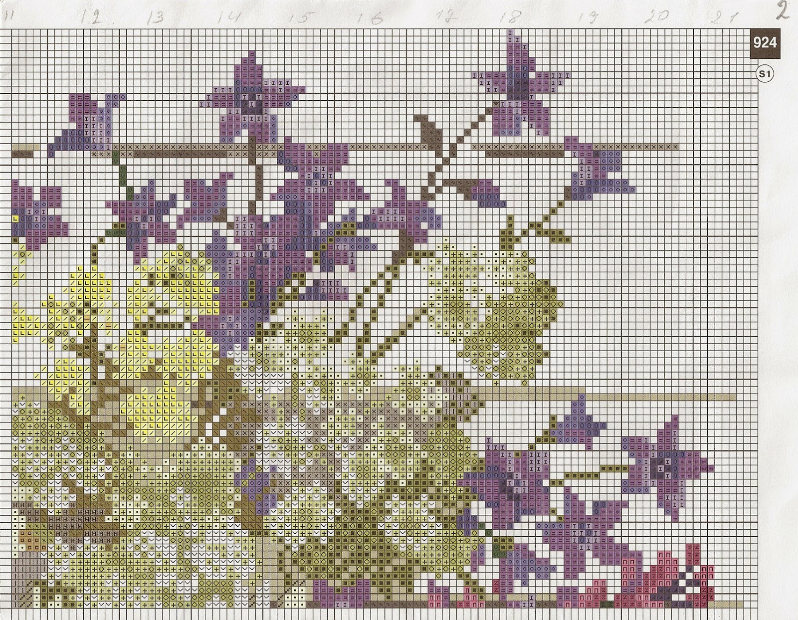 Полевые цветы вышивка схемы