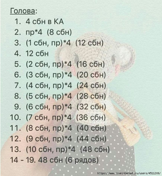 Мышка-кокетка крючком. МК