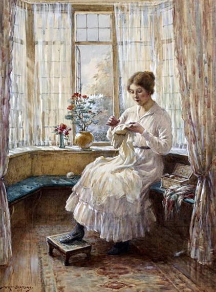 William Kay Blacklock. Lady sewing seated by a window 1917 г. (422x570, 219Kb)