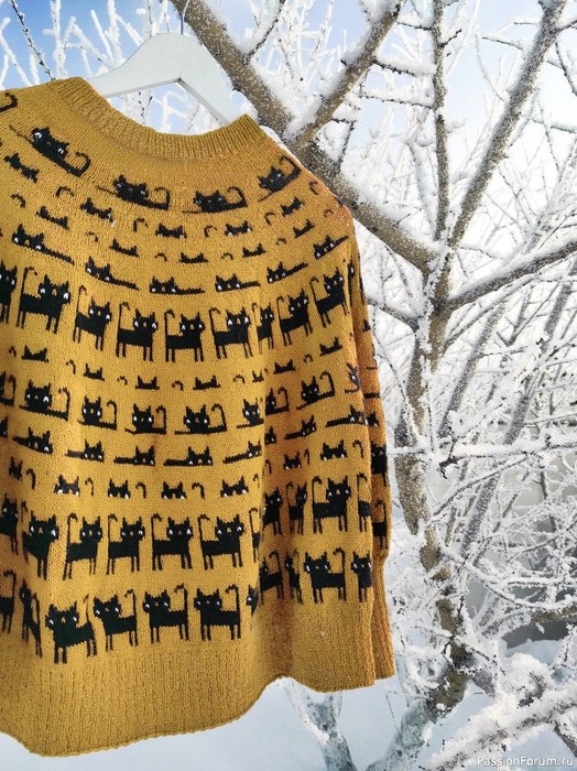 Свитер с котиками. Схемы