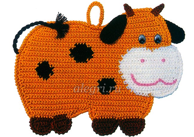 Прихватка «Корова» крючком. Схема
