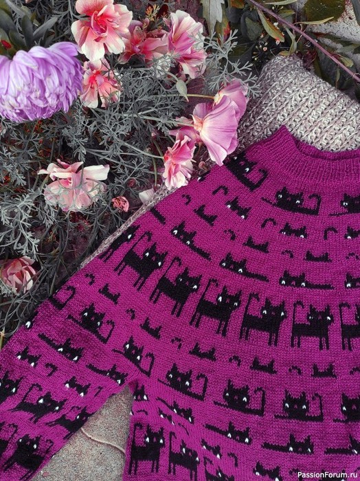 Свитер с котиками. Схемы