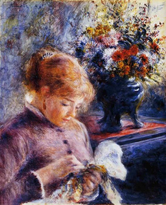 Pierre-Auguste Renoir, Young Woman Sewing, Art, 1879 (566x700, 106Kb)